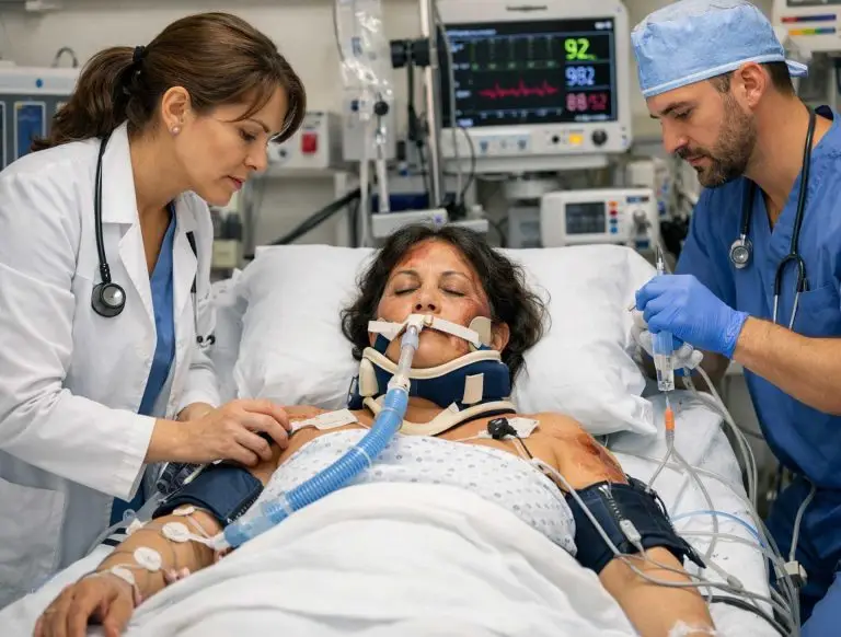 Should She Have Walked Away From The Car Crash Female Victim In Hospital ICU with Traumatic Brain Injury