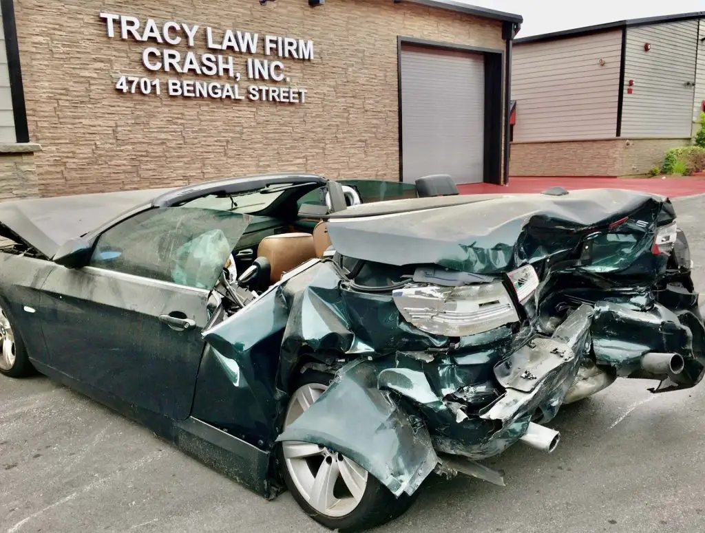 rear end collison vehicle at crash lab