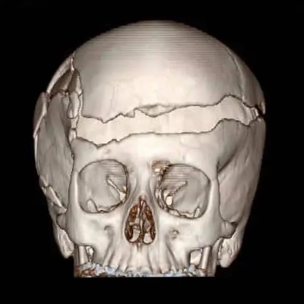CT Scan of 12 year old girl’s skull after defective seatback crash