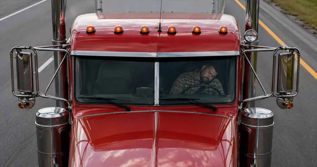 Semi-Truck Driver Asleep At The Wheel